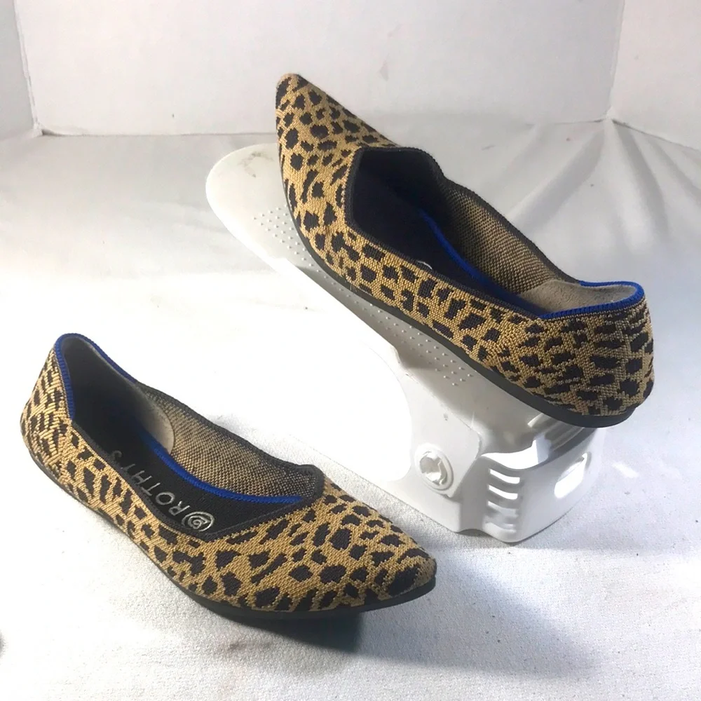 Rothy's Women’s Leopard Print The Point Retired Flats in Tan and Black Size W7.5